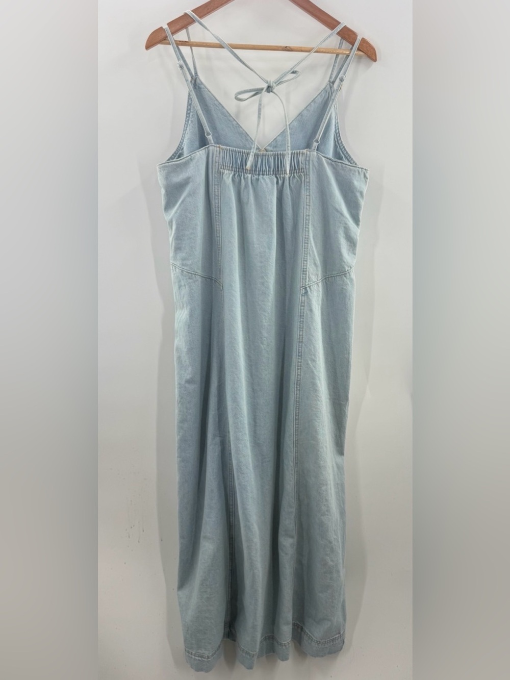NWT Women's Cami Denim Maxi Jean Dress Light Wash Cotton Boho Cottagecore Size L - Picture 11 of 15